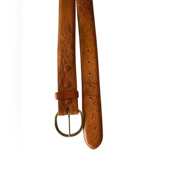 ferrini Ostrich Elegant Tan Leather Belt Size:38 main image 7